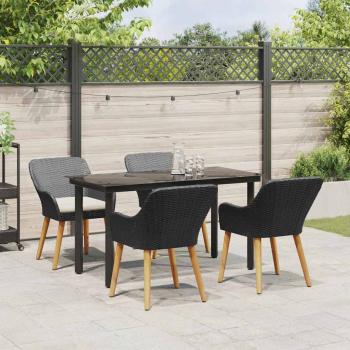 5-teiliges Garten Essgruppe Schwarzer Poly-Rattan
