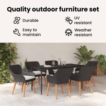 Garten Essgruppe mit Kissen 5 pcs Schwarz Poly-Rattan