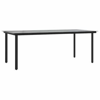 7-teiliges Garten Esstisch Set Schwarz Poly Rattan