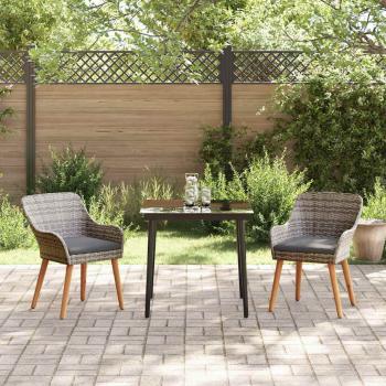 Garten Essgruppe mit Kissen 3 pcs Grau Poly-Rattan