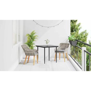 Garten Essgruppe mit Kissen 3 pcs Grau Poly-Rattan