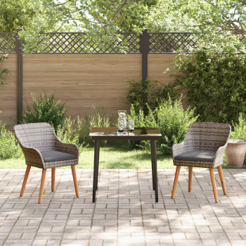 Garten Essgruppe mit Kissen 3 pcs Grau Poly-Rattan