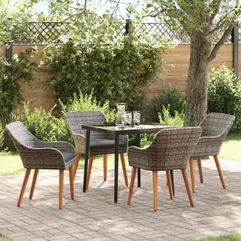 ARDEBO.de - 5-teiliges Garten-Essgruppe Grau Poly-Rattan