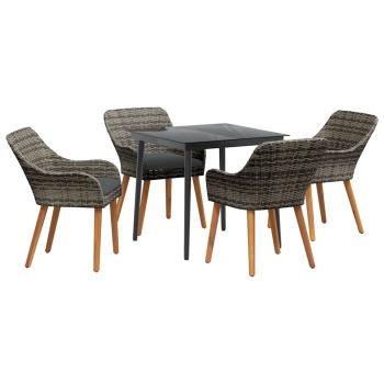 5-teiliges Garten-Essgruppe Grau Poly-Rattan
