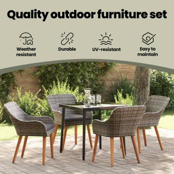 Garten Essgruppe mit Kissen 5 pcs Grau Poly-Rattan