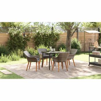 Garten Essgruppe mit Kissen 5 pcs Grau Poly-Rattan