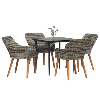 Garten Essgruppe mit Kissen 5 pcs Grau Poly-Rattan