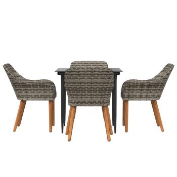 Garten Essgruppe mit Kissen 5 pcs Grau Poly-Rattan