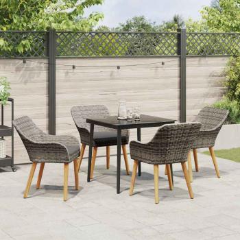 5-teiliges Garten-Essgruppe Grau Poly-Rattan
