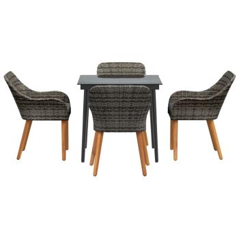 5-teiliges Garten-Essgruppe Grau Poly-Rattan