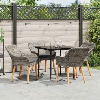 Garten Essgruppe mit Kissen 5 pcs Grau Poly-Rattan