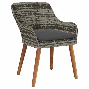 5-teilige Garten Essgruppe Grau Poly Rattan
