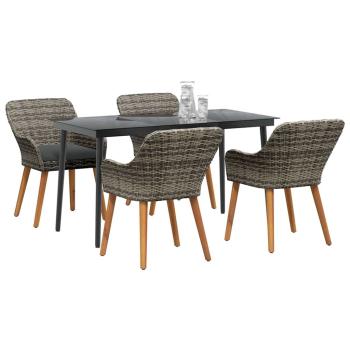 5-teilige Garten Essgruppe Grau Poly Rattan