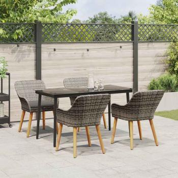 5-teilige Garten Essgruppe Grau Poly Rattan