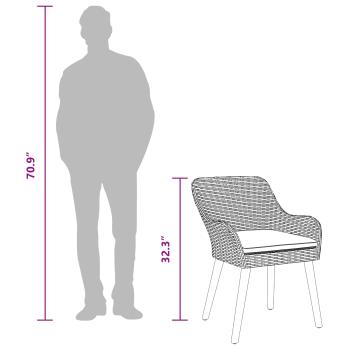 5-teilige Garten Essgruppe Grau Poly Rattan