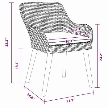 5-teilige Garten Essgruppe Grau Poly Rattan