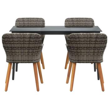 5-teilige Garten Essgruppe Grau Poly Rattan