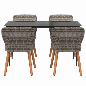 5-teilige Garten Essgruppe Grau Poly Rattan