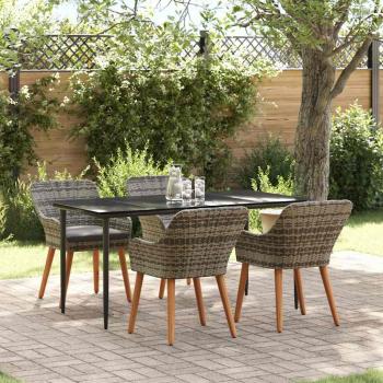 ARDEBO.de - 5-teiliges Garten Essset Grau Poly Rattan