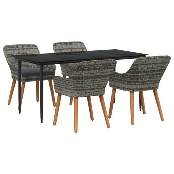 5-teiliges Garten Essset Grau Poly Rattan