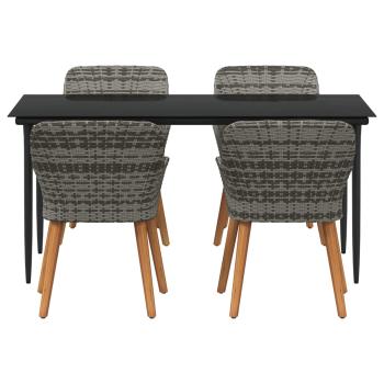 5-teiliges Garten Essset Grau Poly Rattan