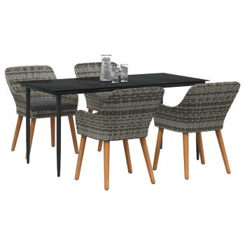 5-teiliges Garten Essset Grau Poly Rattan