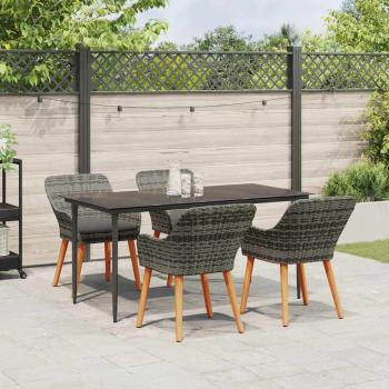 5-teiliges Garten Essset Grau Poly Rattan