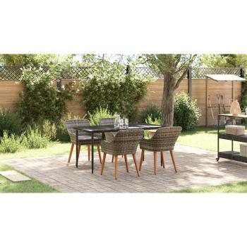 5-teiliges Garten Essset Grau Poly Rattan