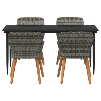 5-teiliges Garten Essset Grau Poly Rattan