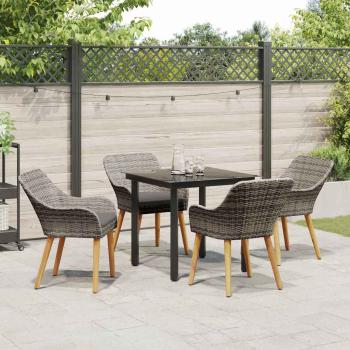 5-teiliges Garten Essset Grau Poly Rattan