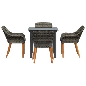 5-teiliges Garten Essset Grau Poly Rattan