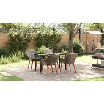 Garten Essgruppe mit Kissen 5 pcs Grau Poly-Rattan