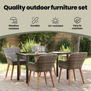 Garten Essgruppe mit Kissen 5 pcs Grau Poly-Rattan