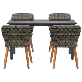 5-teiliges Garten Essset Graue Polyrattan