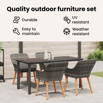 Garten Essgruppe mit Kissen 5 pcs Grau Poly-Rattan