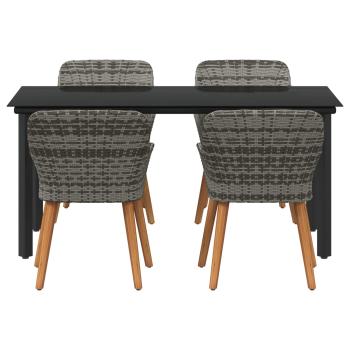 Garten Essgruppe mit Kissen 5 pcs Grau Poly-Rattan