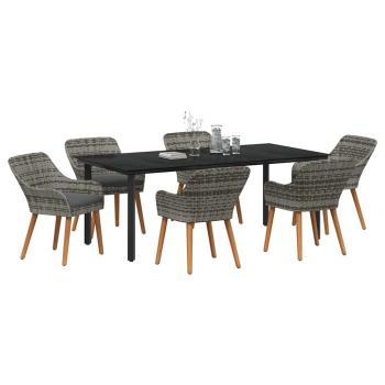 7-teiliges Gartenspeiseset Grau Poly-Rattan