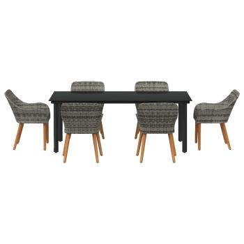 7-teiliges Gartenspeiseset Grau Poly-Rattan