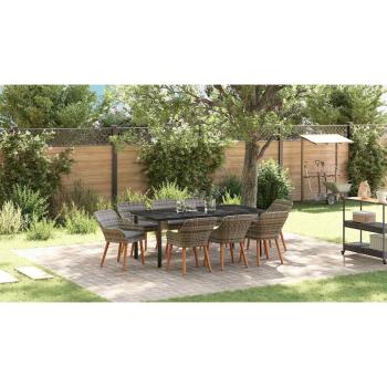 Garten Essgruppe mit Kissen 9 pcs Grau Poly-Rattan