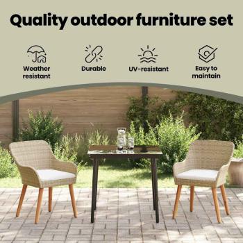 Garten Essgruppe mit Kissen 3 pcs Beige Poly-Rattan