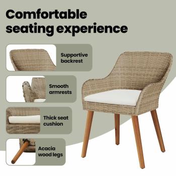 Garten Essgruppe mit Kissen 3 pcs Beige Poly-Rattan