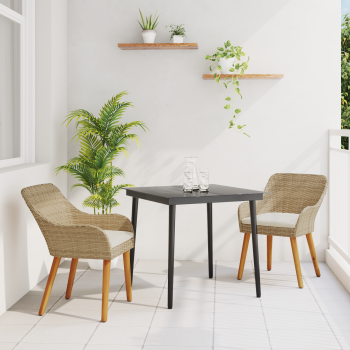 Garten Essgruppe mit Kissen 3 pcs Beige Poly-Rattan