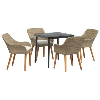 5-teilige Garten Essgruppe Beige Poly Rattan