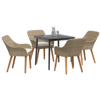 5-teilige Garten Essgruppe Beige Poly Rattan