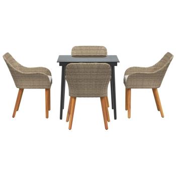 5-teilige Garten Essgruppe Beige Poly Rattan