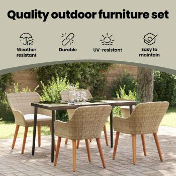 Garten Essgruppe mit Kissen 5 pcs Beige Poly-Rattan