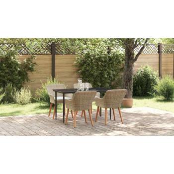 Garten Essgruppe mit Kissen 5 pcs Beige Poly-Rattan