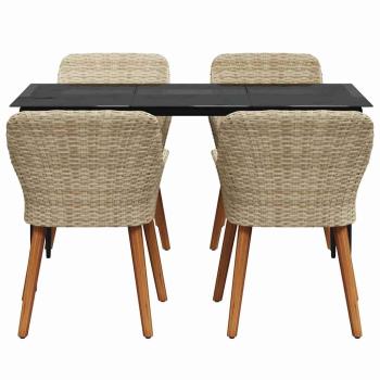Garten Essgruppe mit Kissen 5 pcs Beige Poly-Rattan