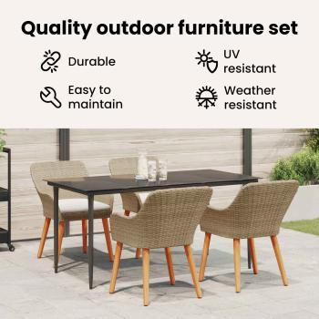 Garten Essgruppe mit Kissen 5 pcs Beige Poly-Rattan