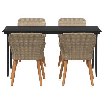 Garten Essgruppe mit Kissen 5 pcs Beige Poly-Rattan